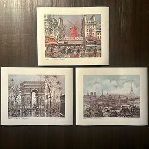 French Art Print Set of Famous Landmarks (NO FRAMES)